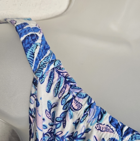 Lilly Pulitzer Loro Mini Dress Baha Blue Bird Ruffle Tank Straps Tiered Hem XL - Picture 7 of 11